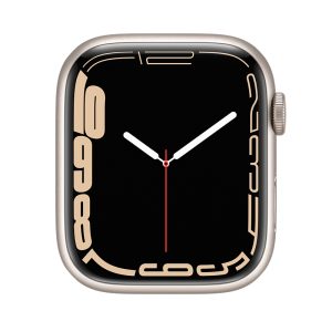 Watch Series 7 Aluminum Cellular (45mm), Starlight, Pure Platinum/Black Nike Sport Band