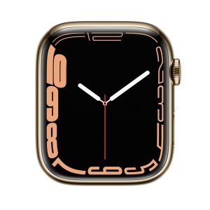 Watch Series 7 Steel Cellular (45mm), Gold, Black Sport Band